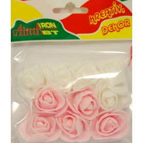 Mini rózsa 10db/cs fehér, rózsaszín