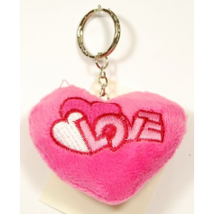 Kulcstartó plüss szív rózsaszín 8cm